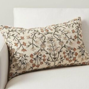 Pottery Barn Zea Embroidered Lumbar Pillows w/ Down Alternative Pillow Inserts
